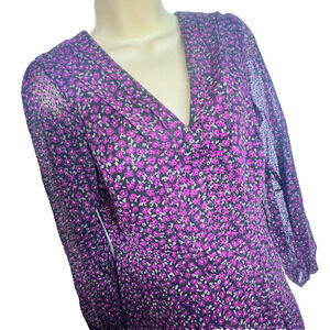 Tommy Hilfiger Pink and Black Chiffon Dress Womens Size 4 Microfloral flocked